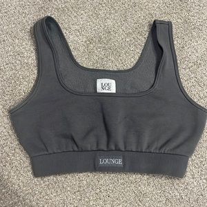 This is a soft dark grey crop top from Lounge.